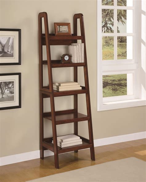 Wood leaning ladder bookcase