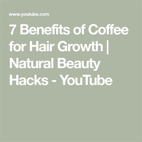 7 Benefits of Coffee for Hair Growth | Natural Beauty Hacks - YouTube | Natural beauty tips ...