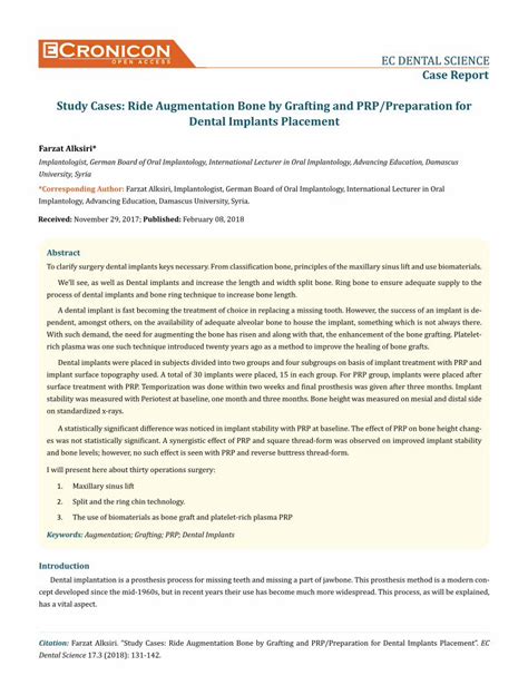 (PDF) OPEN ACCESS EC DENTAL SCIENCE Case Report Study Cases: … · From ...