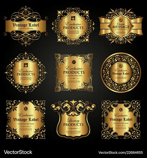 Luxury ornamental gold label in vintage style Vector Image