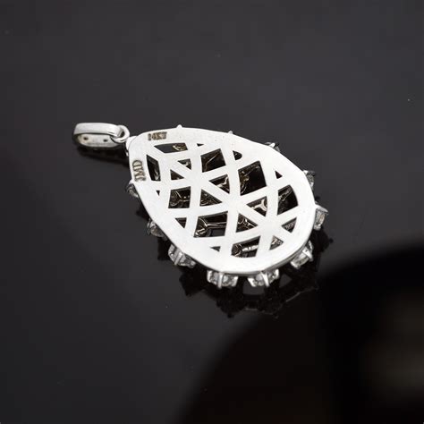 Diamond Latticework Pendant in 14K White Gold - John Marmo