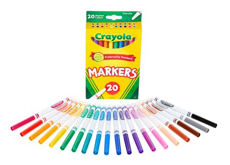 Crayola 20 Count Fine Line Classic Markers, Child Ages 3+ - Walmart.com