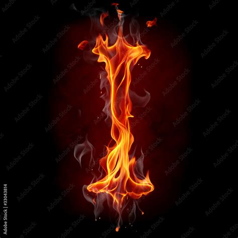 Fire font. Letter I. Stock Photo | Adobe Stock