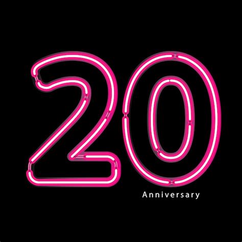 Premium Vector | Neon light effect 20th year anniversary