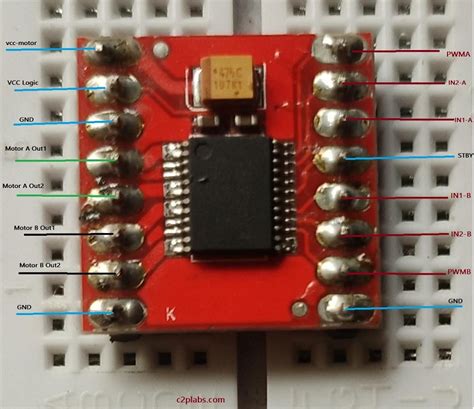 DC motor control using Raspberry pi pico (RP2040) and TB6612FNG. - C2P Labs