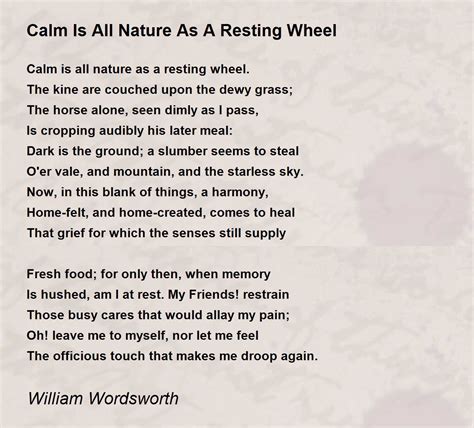 😊 William wordsworth nature. Calm Is All Nature As A Resting Wheel Poem by William Wordsworth ...