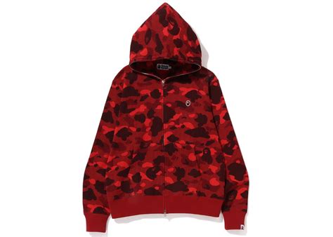 BAPE Color Camo Thermal Full Zip Hoodie Red Men's - SS23 - US