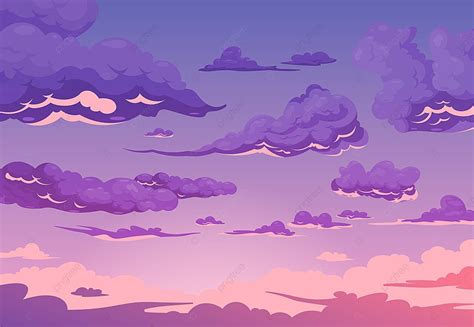 Evening Cloudy Sky Purple Background With Group Of Cumulus And Cirrus ...