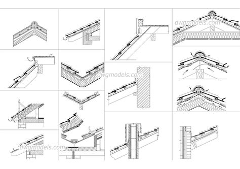 Roof Section Details - CAD Blocks, free dwg file. Facade Pattern Architecture, Section Drawing ...