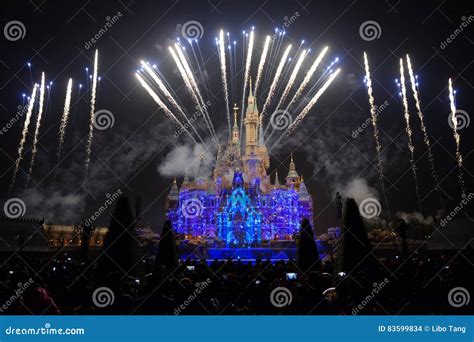 Light and Fireworks Show in Shanghai Disneyland Editorial Stock Image ...