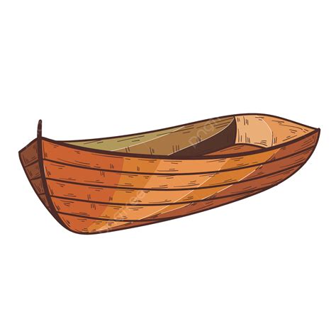 Wooden Boat Clipart Vector, Sea Coffee Wooden Boat Illustration ...