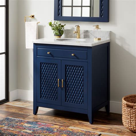 30" Thorton Mahogany Vanity for Undermount Sink - Bright Navy Blue | Blue bathroom vanity, Navy ...