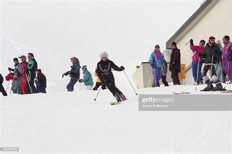 American socialite Ivana Trump skiing at Crans-Montana, Switzerland ...