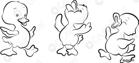 Black and White Cartoon Ducklings - stock vector 6466793 | Crushpixel