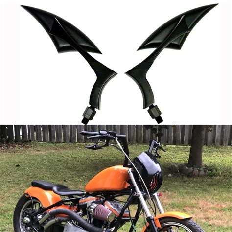 Black Spear Blade Side Mirrors Aluminum Custom Triangle Motorcycle Mirros 8MM 10MM For Harley ...