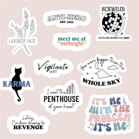 Taylor Swift Midnights Stickers, Taylor Swift Merch, Taylor's Lyric ...