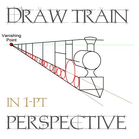 Drawing Trains in One Point Perspective with Easy Step by Step Tutorial - How to Draw Step by ...