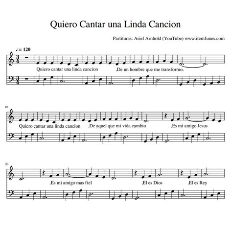 Quiero Cantar Una Linda Cancion | Partitura Cristiana Gratis Notas Letra en 2024 | Partituras de ...