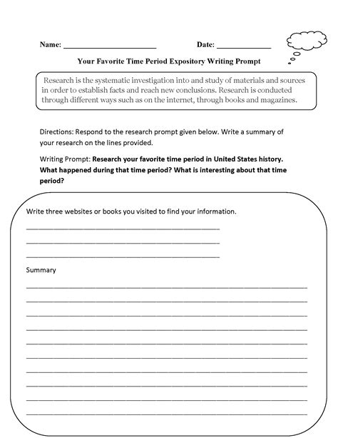 Writing Prompts Worksheets | Informative and Expository Writing Prompts Worksheets