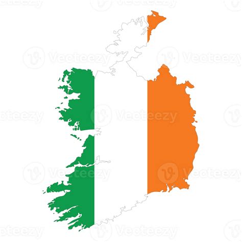 Map of Ireland with Ireland national flag 33525927 PNG