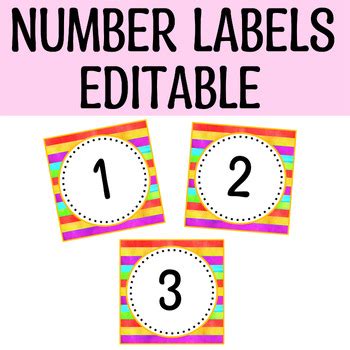 Printable Bright Classroom Calendar Numbers, Editable Square Number cards