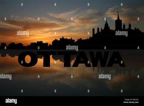 Ottawa skyline reflected with text and sunset illustration Stock Photo - Alamy