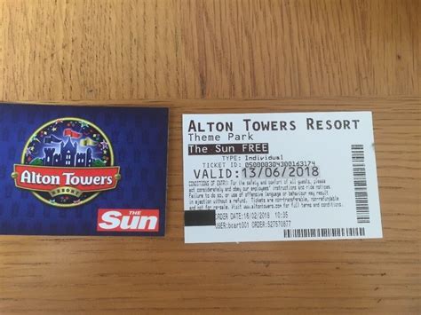 2 x Alton towers tickets for 13 June 2018 | in Tamworth, Staffordshire | Gumtree