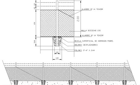 Barbed wire boundary fence drawing in dwg AutoCAD file. | Barbed wire, Barbed wire fencing, Fence