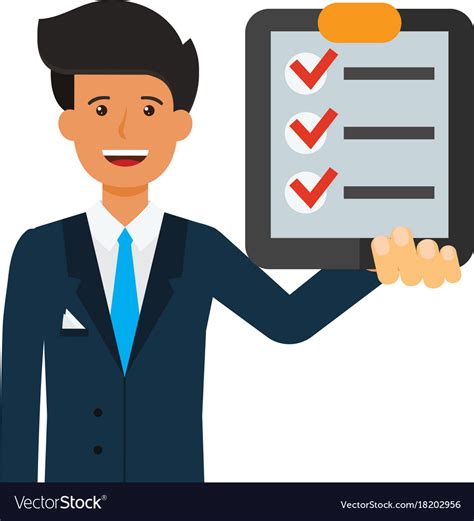 Businessman with check list cartoon flat Vector Image