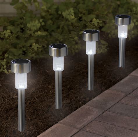 8-Pack Stainless Steel Outdoor LED Solar Garden Stake Lights - Tanga