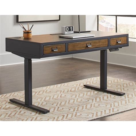 Mid-Century Wood Electronic Sit/Stand Desk Standing Desk Black | BushFurnitureCollection.com