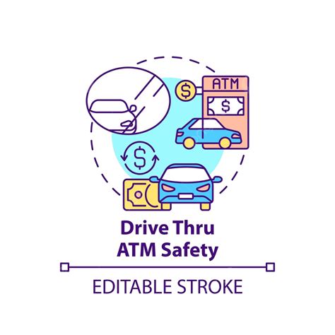 Drive Thru Atm Safety Concept Icon Financial Teller Pay Vector ...