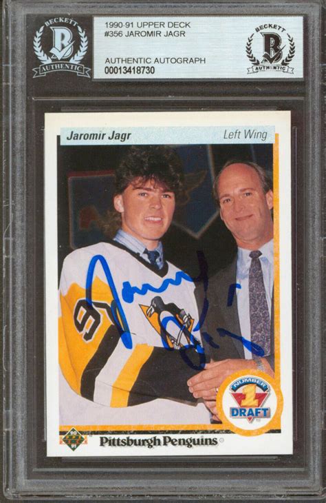 Lot Detail - Jaromir Jagr Signed 1990 Upper Deck Rookie Card (Beckett ...