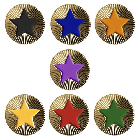 Round on Gold with Star Badges