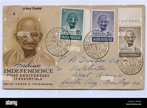 First day cover of mahatma gandhi, postage stamps india, asia Stock Photo - Alamy