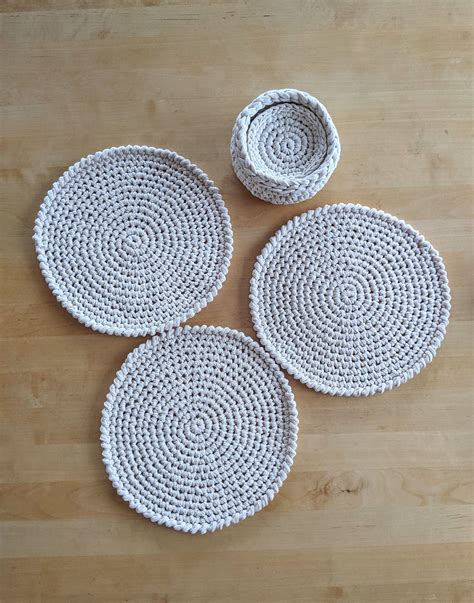 Handmade round placemats Cotton crochet rustic round | Etsy in 2021 ...