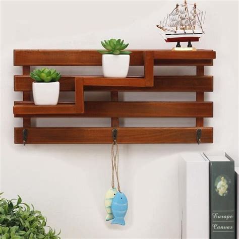 87Designs | 27 Small DIY Wooden Wall Rack Designs You Can Make - 87Designs | Wooden wall shelves ...