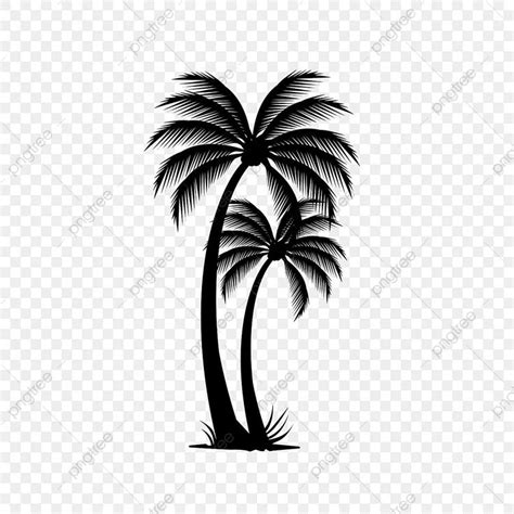 a black and white palm tree on a transparent background