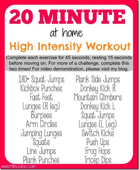 20 Minute High Intensity Workout by Heather at Fit 'n' Cookies