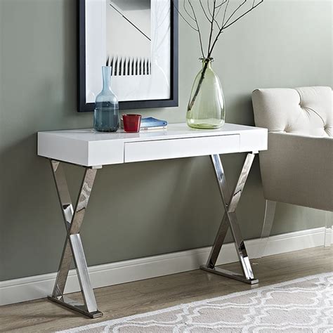 Sector Rectangular Console Table - X Legs, White | DCG Stores