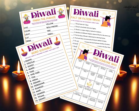 Diwali 10 Game BUNDLE Printable Festival of Lights Party - Etsy