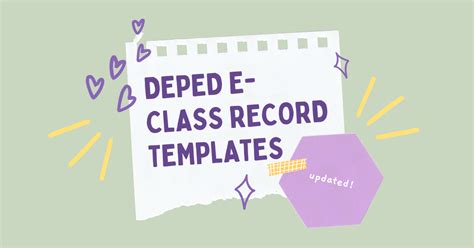 Updated DepEd E-Class Record Templates - TeacherPH