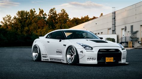 Papeis de parede 1920x1080 Nissan Tuning GT-R Branco Carros baixar imagens