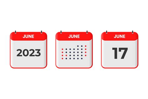 June 17 calendar design icon. 2023 calendar schedule, appointment, important date concept ...