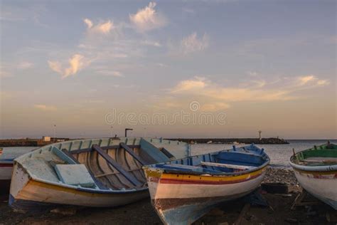 Sunset with Old Fishing Boats Stock Image - Image of vehicle, vacation: 260441963