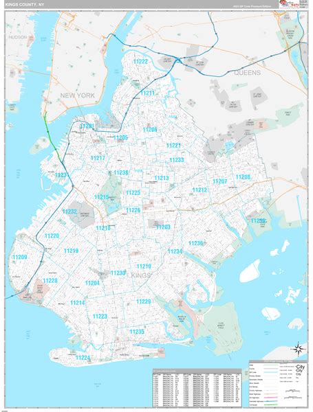 Kings County, NY Wall Map Premium Style by MarketMAPS