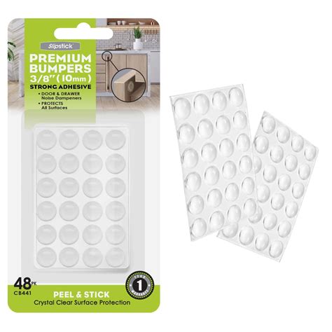 Slipstick Premium Cabinet Door Bumpers 10mm 3/8” Round Clear Adhesive Pads