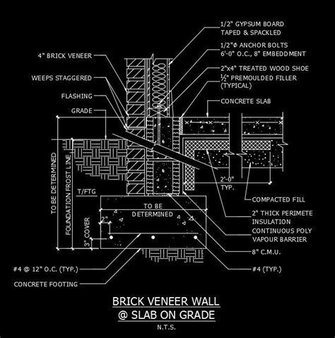 Free CAD Details-Brick Veneer Wall & Slab – CAD Design | Free CAD ...