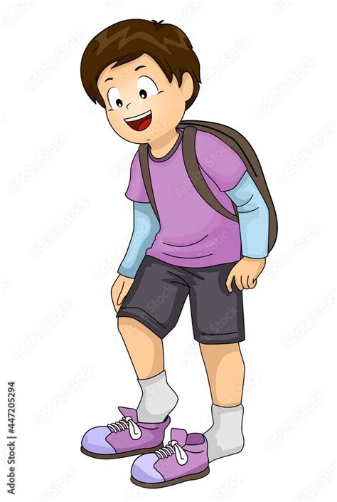 Download Kid Boy Put On Shoes Going To School Illustration Stock Vector ...