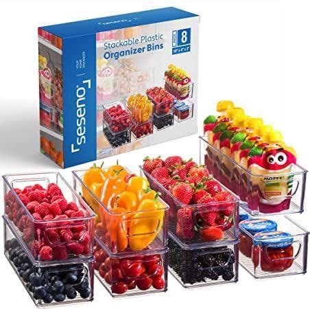 Set Of 8 Refrigerator Organizer Bins - Stackable Fridge Organizers with ...